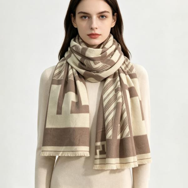 MONOGRAM STRIPE PRINT OBLONG SCARF