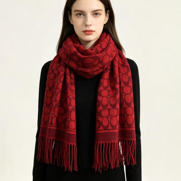 MONOGRAM FRINGE OBLONG SCARF