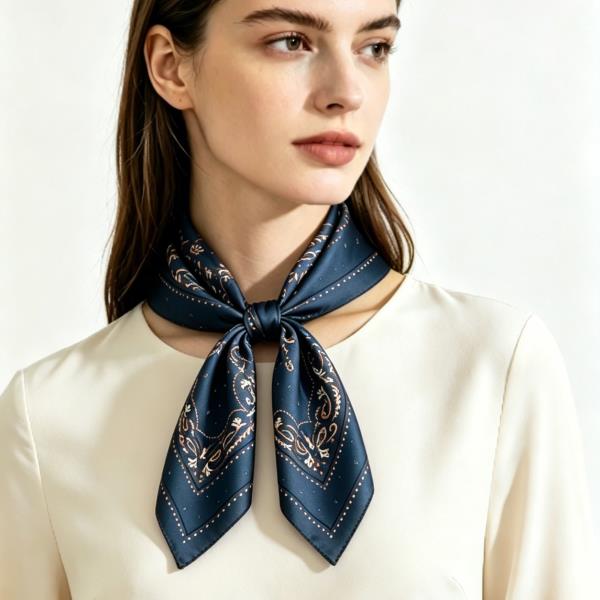PAISLEY SILKY BANDANA SQUARE NECK SCARF
