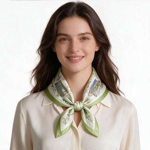 EQUESTRIAN SILKY BANDANA SQUARE NECK SCARF
