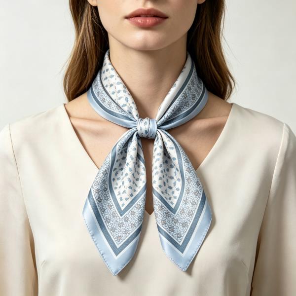 DITSY FLORAL SILKY BANDANA SQUARE NECK SCARF
