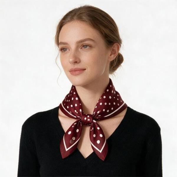 Polka Dot Silky Bandana Square Neck Scarf