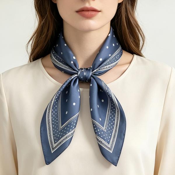 POLKA DOT PAISLEY SILKY BANDANA SQUARE NECK SCARF