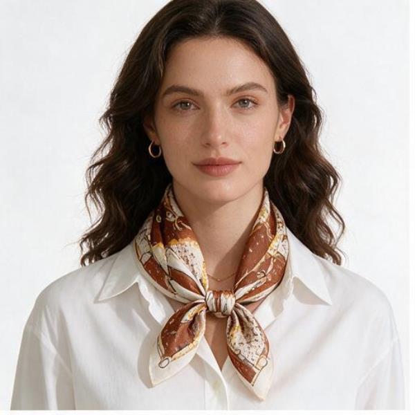 ABSTRACT PAISLEY SILKY BANDANA SQUARE NECK SCARF