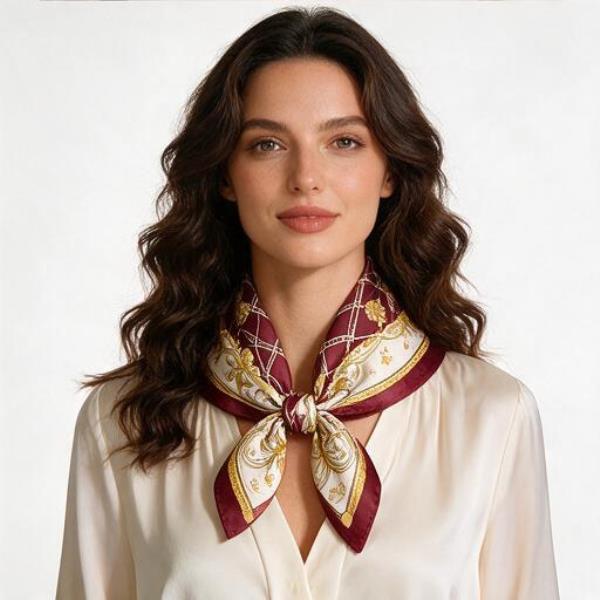 CHAIN EQUESTRIAN SILKY BANDANA SQUARE NECK SCARF