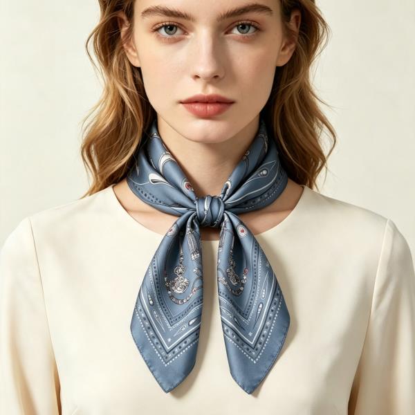 PAISLEY SILKY BANDANA SQUARE NECK SCARF