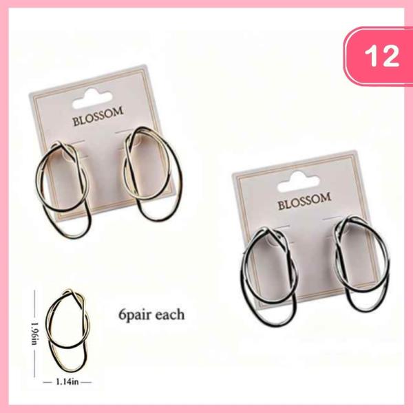 Layered Post Drop Earrings (12 Units)