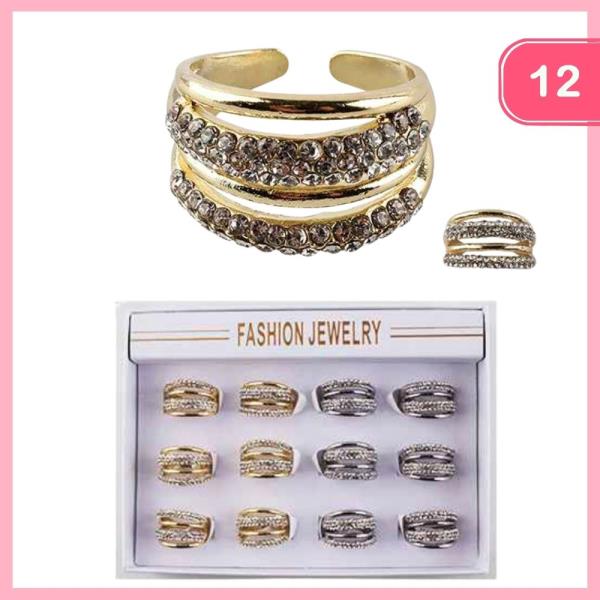 Layered Rhinestone Ring (12 Units)