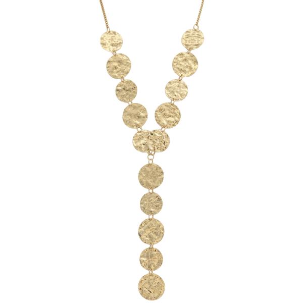 SDJ Hammered Round Linear Link Drop Necklace