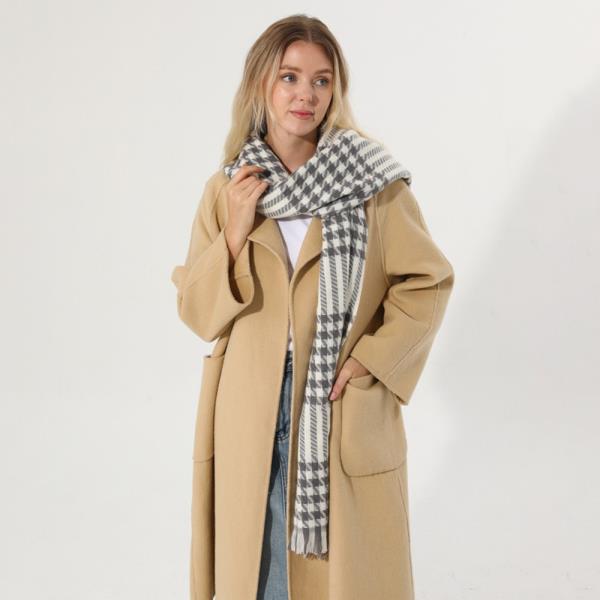 Soft Houndstooth Tassel Plaid WPMEN Winter Scarf