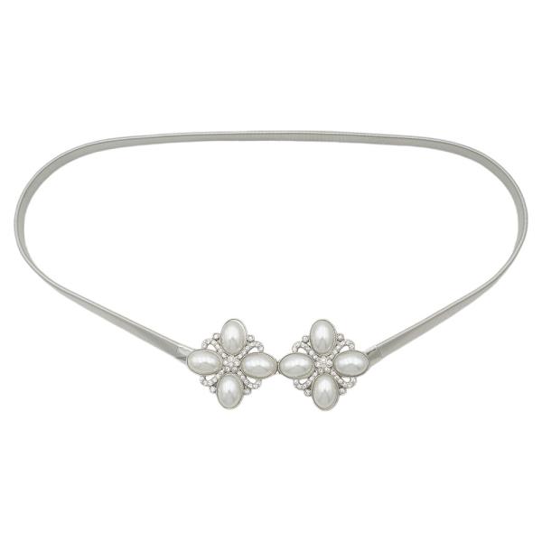 DOUBLE PEARL FLOWER STRETCH CHAIN BELT
