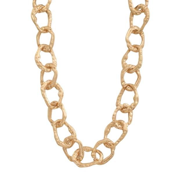 Textured Metal Link Necklace