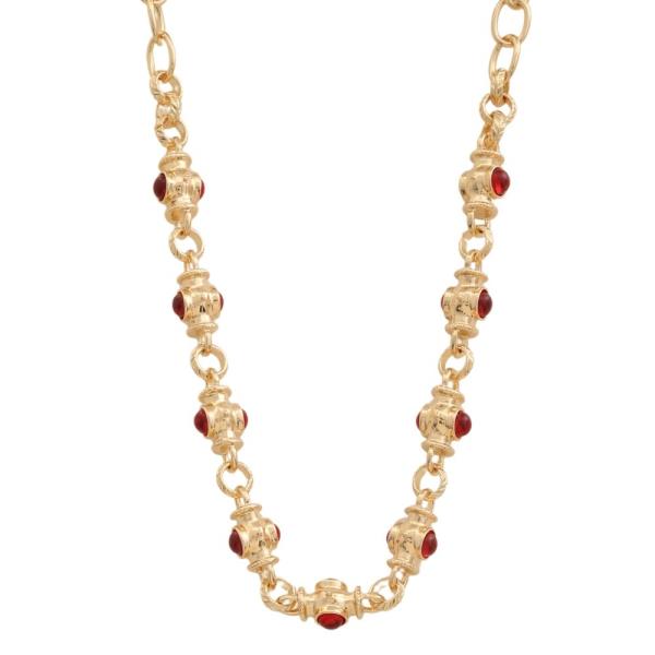 Barrel Shaped Link Stone Necklace