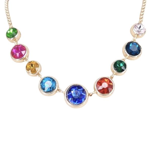 Crystal Stone Round Statement Necklace
