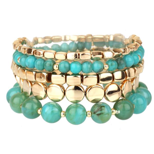 Marble Metal Nugget Stackable Elastic Bracelet