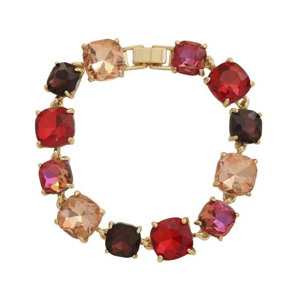 Multi Colored Crystal Cut Link Bracelet