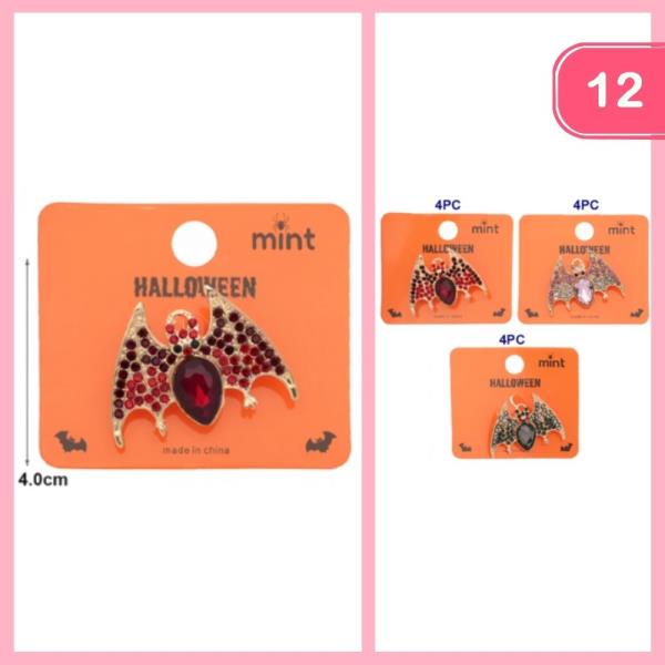 Rhinestone Bat Brooch (12 Units)