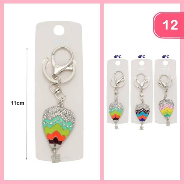 Rhinestone Hot Air Balloon Keychain (12 Units)