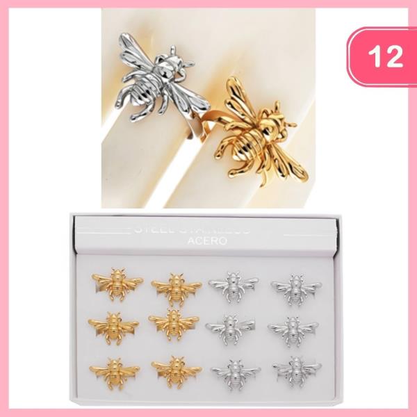 Stainless Steel Bee Ring (12 Units)