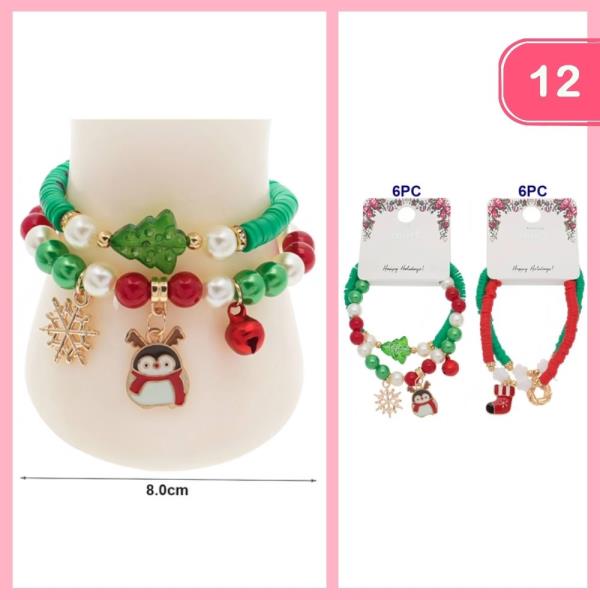 CHRISTMAS ASSORTED 2 PC BRACELET SET (12 UNITS)