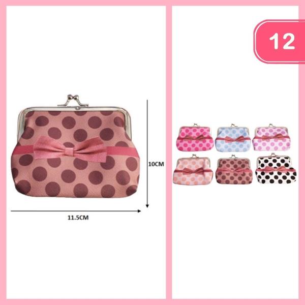 Polka Dot Kiss Lock Coin Purse Pouch (12 Units)