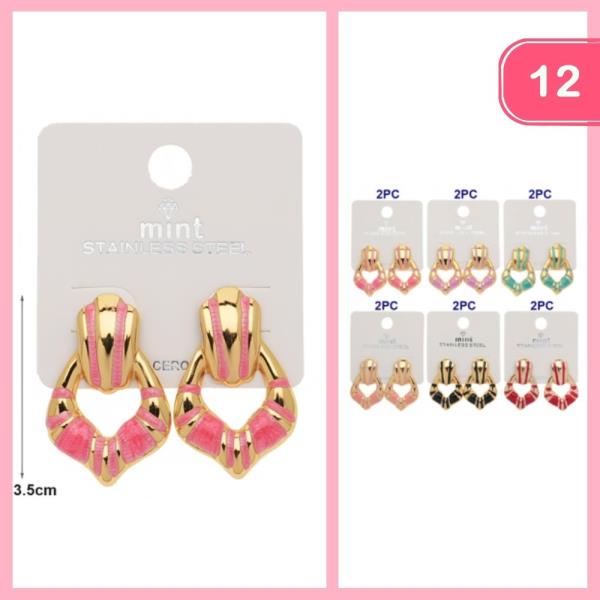 Stainless Steel Door Knocker Earrings (12 Units)