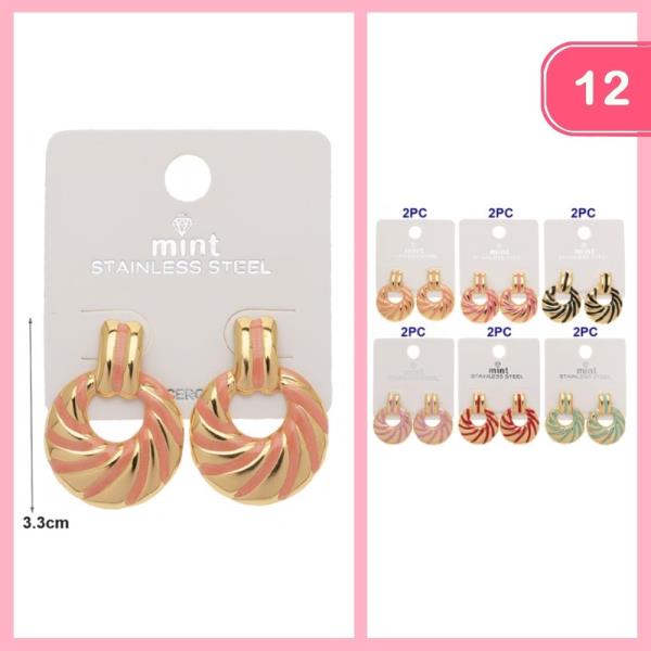 Stainless Steel Door Knockers Earrings (12 Units)