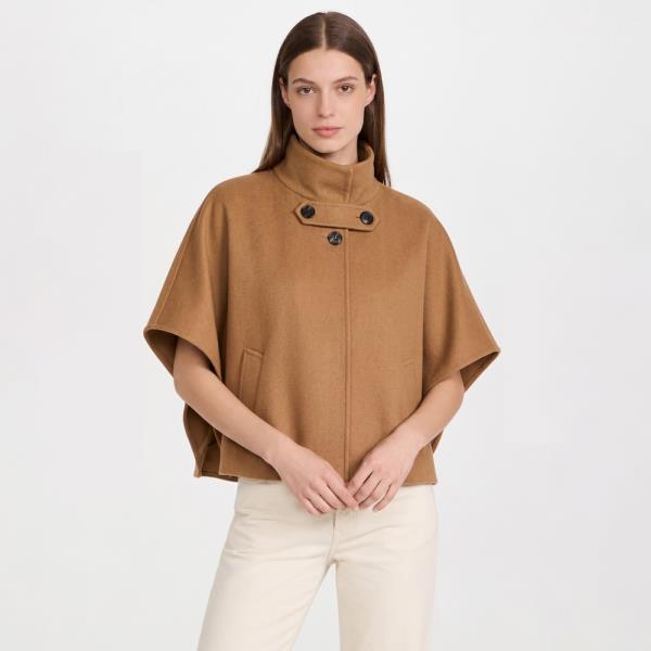 BUTTON DETAIL STRUCTURED PONCHO CAPE