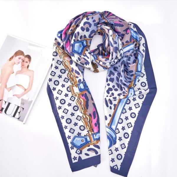 PAISLEY PRINT SILKY BANDANA SQUARE NECK SCARF