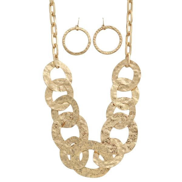 METAL CHAIN NECKLACE EARRING SET