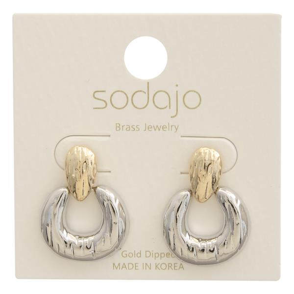 SODAJO TEXTURED DOOR KNOCKER DESIGN GOLD DIPPED EARRING