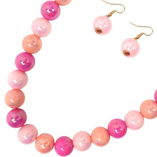 Gumball Multi Color Necklace Earring Set