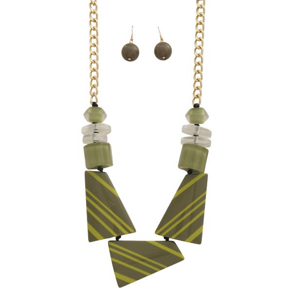 Geometric Stripe Design Necklace Earring Set