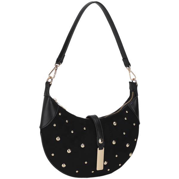 MODERN CHIC STUDDED CURVE SHOULDER BAG
