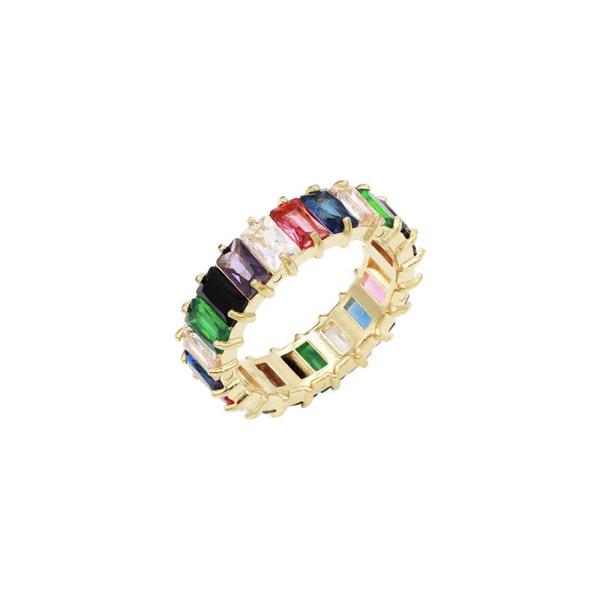 Stainless Steel with Multi Color CZ Ring