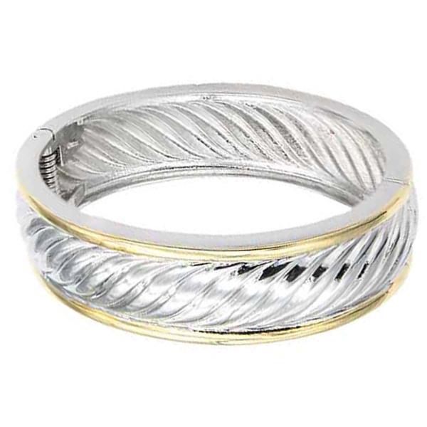 14K GOLD PLATED TWO TONE HINGED BRACELET