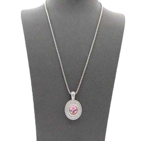 TWO TONE CZ PENDANT NECKLACE