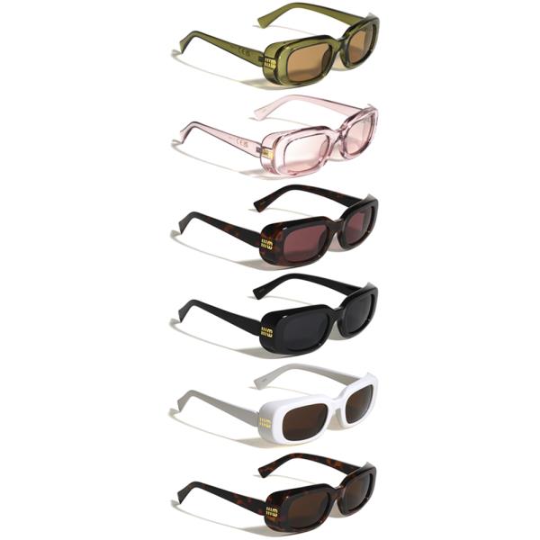 STYLISH SIDE FRAME SHIELD MIII LOGO RECTANGLE BUTTERFLY SUNGLASSES 1DZ