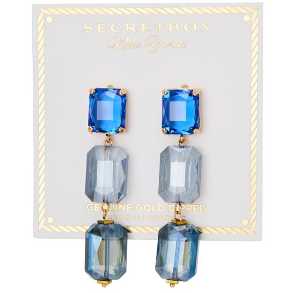 SECRET BOX SWAROVSKI EMERALD SHAPE DROP EARRING