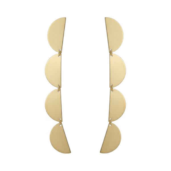 LINKED HALF CIRCLE CHAIN DROP EARRING
