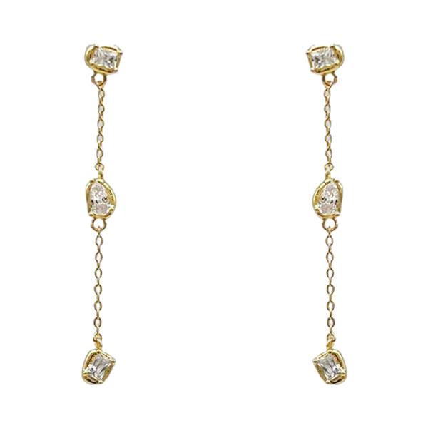 GOLD DIPPED PAVED BAR DROP EARRING