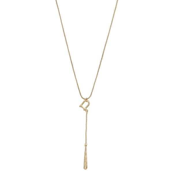 Texture Drop Pendant Lariat Style Necklace