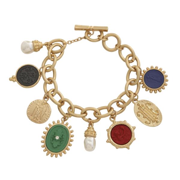Multi Charm Chain Link Bracelet