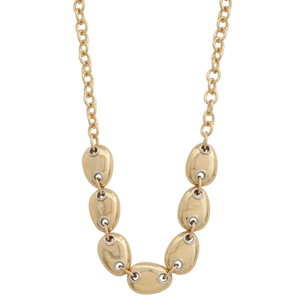 Two Tone Metal Chunky Oval Link Chain Necklace