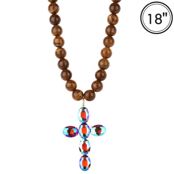 MARBLE EPOXYSTONE CROSS NECKLACE