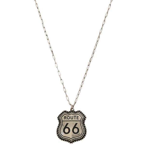 WESTERN ROUTE 66 SIGN NECKLACE