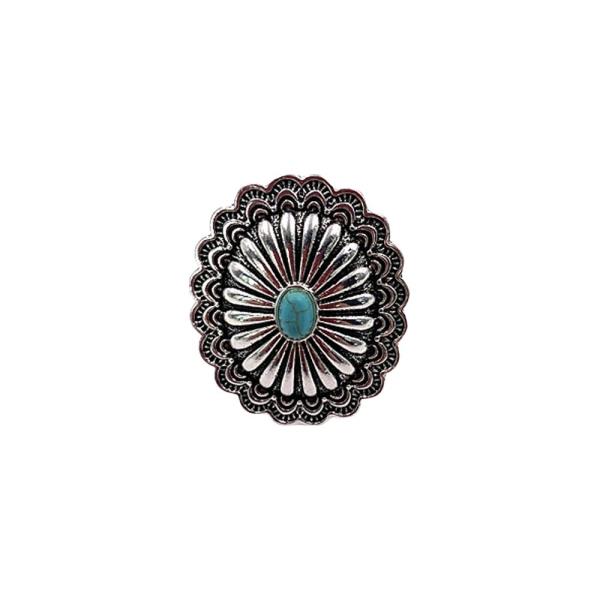 Western Concho Turquoise Cuff Ring