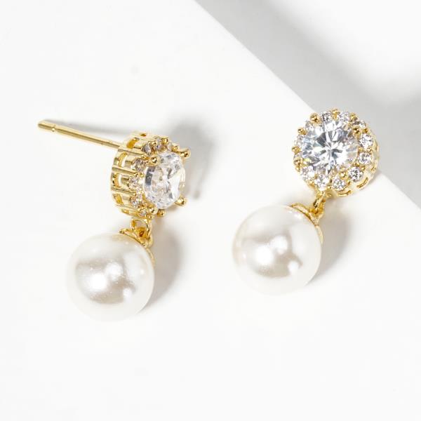 Crystal Stone Pearl Dangle Earring