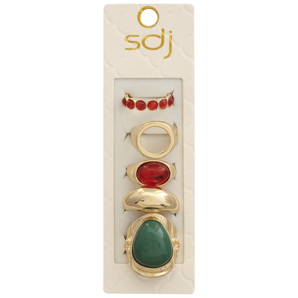 SDJ COLORFUL GEM MIX ASSORTED MULTI RING SET
