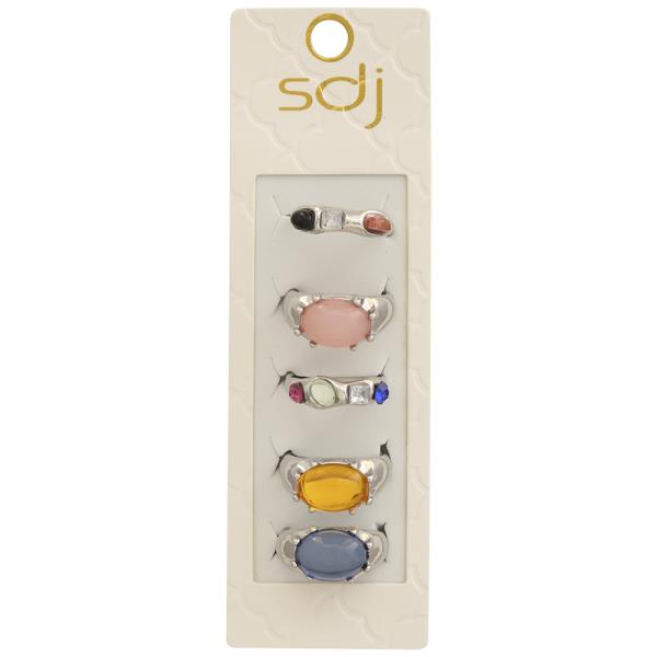 SDJ COLORED GEM MIX ASSORTED MULTI RING SET